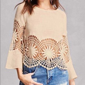 Crochet Bell Sleeve Crop Top